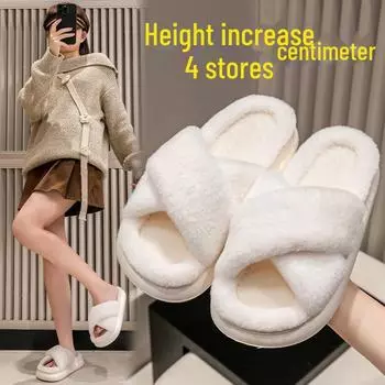 Уютные женские и мужские меховые тапочки - для дома и улицы, теплые, с толстой подошвой, из мягкого бархата для осени и зимы 40-41 белый