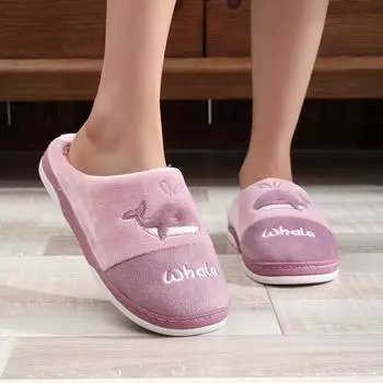 Уютные женские тапочки с флисовой подкладкой, теплая и нескользящая домашняя обувь для осени и зимы 36-37 фиолетовый