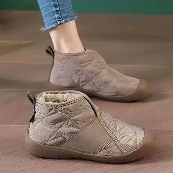 Уютные женские зимние ботильоны - Слипоны, на плюшевой подкладке, с мягкой подошвой, сноубутсы однотонных цветов 36