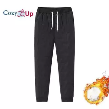 Уютные зимние карманы на молнии, утепленные флисовые спортивные штаны, мужские бегуны, черные, серые пуховые хлопковые теплые брюки, мужские водонепроницаемые термобрюки M чёрный