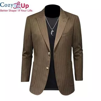 Уютный черный, серый, темно-хаки, полосатый пиджак, мужской новый весенне-осенний мужской повседневный пиджак, роскошный костюм, пиджаки S хаки