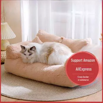 Уютный диван для домашних животных большого размера: Универсальный коврик для кошек и собак M Bubble Rabbit Velvet Pad светло-коричневого