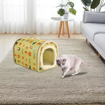 Уютный домик для мелких животных со сменной подушкой зелёный