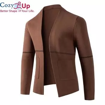 Уютный кардиган, мужской корейский трикотаж с длинным рукавом, повседневные однотонные деловые свитера, куртки Pull Homme, модная мужская одежда, уличная одежда M чёрный