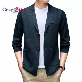Уютный кардиган, вязаный приталенный пиджак, мужской