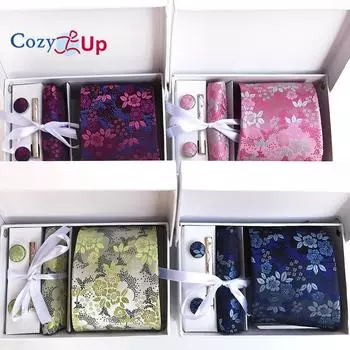 Уютный комплект мужских галстуков с нагрудной квадратной запонкой и зажимом для галстука | Галстук-платок в подарочной упаковке для свадьбы и бизнеса