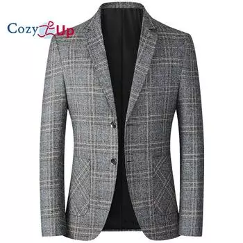 Уютный мужской клетчатый пиджак, спортивное пальто, повседневный приталенный клетчатый пиджак для мужчин на свадьбу