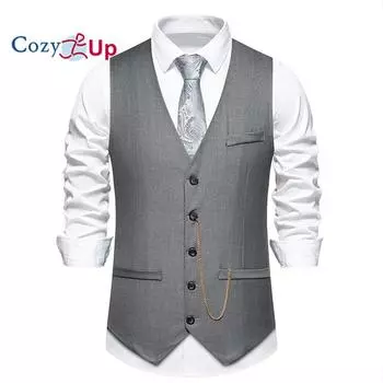 Уютный мужской костюм, жилет, деловой деловой жилет, однотонный жилет для костюма или смокинга S серый