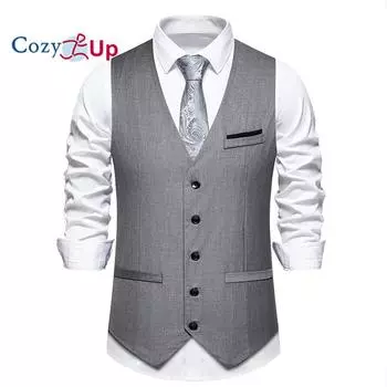 Уютный мужской костюм, жилет, официальное платье, жилет, приталенный деловой свадебный жилет S чёрный