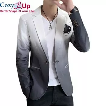 Уютный мужской новый костюм с градиентом, пиджак в корейском стиле, приталенный повседневный модный трендовый костюм, куртка M хаки