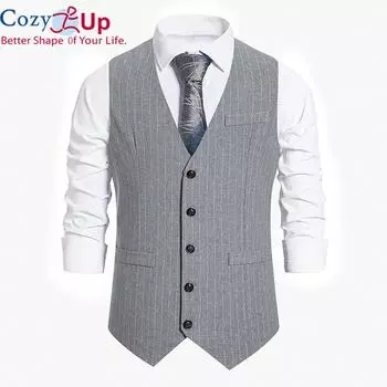 Уютный мужской повседневный винтажный жилет в тонкую полоску с принтом, мужской однобортный костюм, Chalecos Para Hombre S чёрный