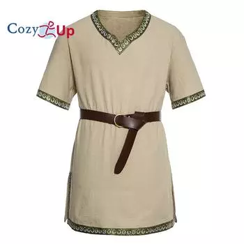 Уютный мужской средневековый костюм, туника рыцаря викинга, Хэллоуин, Ренессанс, футболка воина викингов, мужская пиратская рубашка, рыцарские костюмы S чёрный