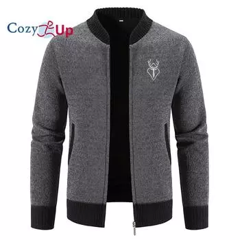 Уютный мужской свитер, кардиган, куртка на молнии, вафельная вязка, укороченный вязаный однотонный свитер с круглым вырезом M светло-серый