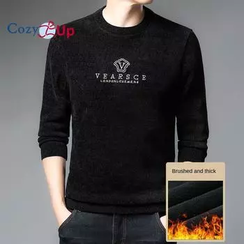 Уютный мужской свитер соответствующего цвета, мягкий дышащий антипиллинговый вязаный свитер с круглым вырезом и длинными рукавами, приталенный повседневный осенний свитер, мужская одежда M синий