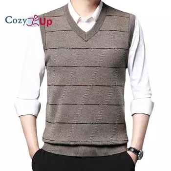Уютный мужской свитер, жилет без рукавов, вязаный жилет, повседневный модный жаккардовый пуловер с v-образным вырезом, вязаный свитер M темно-синий
