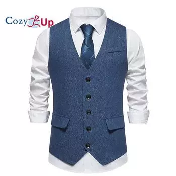 Уютный мужской твидовый костюм с узором «елочка», жилет, повседневный полушерстяной жилет, куртка без рукавов S красный