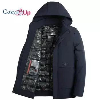 Уютный мужской утепленный пуховик, зимнее теплое пуховое пальто L чёрный