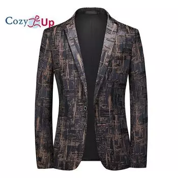 Уютный мужской вечерний костюм с цветочным принтом, стильный смокинг для ужина, свадебный пиджак, смокинг для выпускного вечера M темно-коричневого