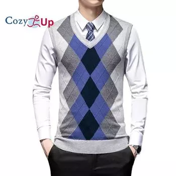 Уютный мужской вязаный свитер с v-образным вырезом, жилет, пуловер без рукавов, трикотаж, свободный крой, свитера, топы M чёрный