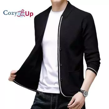 Уютный облегающий вязаный кардиган, мужской свитер, повседневная куртка, пальто