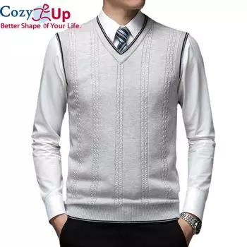 Уютный однотонный шерстяной пуловер, свитер с v-образным вырезом, вязаный жилет, мужской модный повседневный без рукавов M бордовый