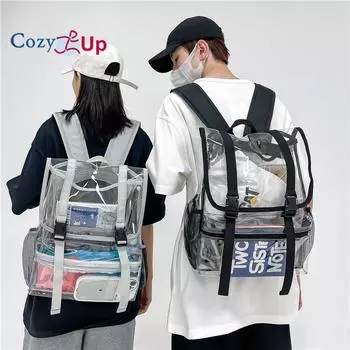 Уютный прозрачный рюкзак из ПВХ, дорожный рюкзак с клапаном, прозрачная сумка из ПВХ 40x30x12cm розовый