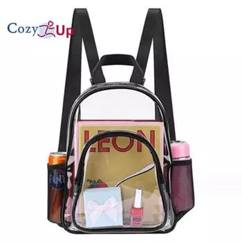 Уютный прозрачный рюкзак, рюкзак из ПВХ, водонепроницаемый студенческий рюкзак для мужчин и женщин, хранилище для желе 32x25x13cm чёрный