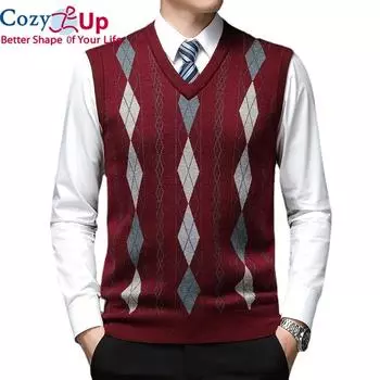 Уютный пуловер со стразами, свитер с v-образным вырезом, вязаный жилет, мужской модный шерстяной повседневный мужской костюм без рукавов M тёмно-синий