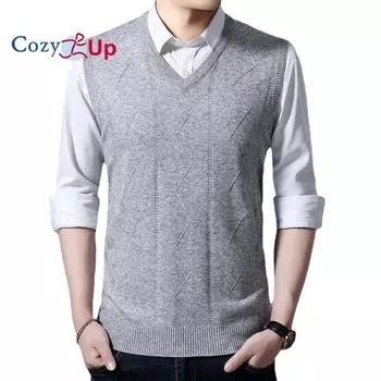 Уютный свитер, жилет для мужчин, без рукавов, с v-образным вырезом, приталенный вязаный пуловер, свитер, жилеты, повседневный трикотаж M зелёный