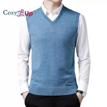 Уютный свитер, жилет для мужчин, вязаный деловой приталенный мужской свитер с v-образным вырезом, большой и высокий пуловер, свитера без рукавов