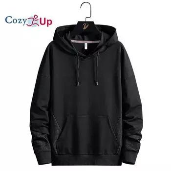 Уютный свободный хлопковый мужской спортивный повседневный свитер с длинными рукавами и капюшоном