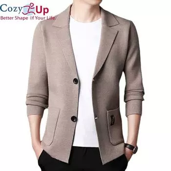 Уютный весенне-осенний тонкий кардиган, мужской маленький пиджак, однотонный свитер, мужской повседневный свитер M чёрный