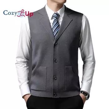 Уютный вязаный свитер, жилет, мужской жилет, костюм, воротник, кардиган, свитер M чёрный