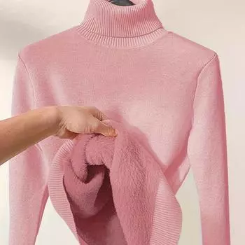 Уютный женский однотонный свитер-пуловер с высоким воротом - Теплый длинный рукав, термотрикотаж для стильных осенних и зимних дней - Незаменимый предмет гардероба M белый