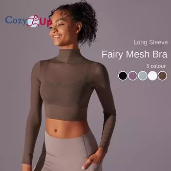 Уютный женский поддельный комплект из двух частей для йоги с длинным рукавом, сетчатый спортивный топ, рубашки для тренировок со средней поддержкой, спортивный бюстгальтер S