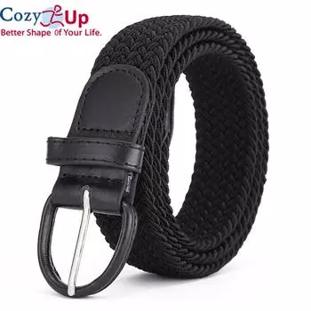 Уютный женский ремень с эластичной пряжкой, пряжка из холщового сплава, 110 см * 3,5 см 105cm светло-коричневого