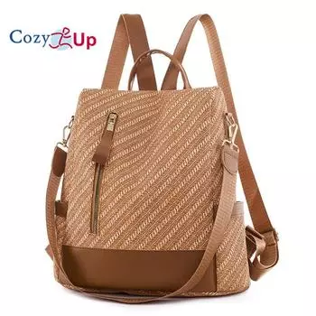 Уютный женский рюкзак из искусственной кожи, большой емкости, уличный дорожный рюкзак, повседневный легкий рюкзак 32x14x32cm коричневый