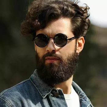 UV400 модные круглые очки в стиле стимпанк с толстой каймой, винтажные очки, металлические солнцезащитные очки, поляризационные, ручной работы Black Frame красный