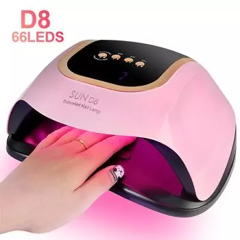 UV Light Dryer for Nails Gel Polish with 66 Lamp Beads 4 Timer Setting HD Display Screen Auto Sensor Professional Nail Lamp EU