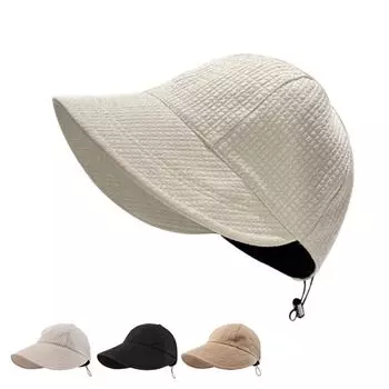 UV Protection Waffle Small Face Large Sun Protection Sun Sweat Absorption and Deep Adjustable Summer Stylish Actress Hat [Feather Store] Women s Hat, белый