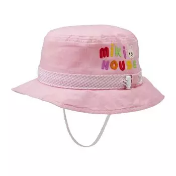 UV Sunshade L Pink [MIKI HOUSE] Hat, Protection, Cover, 100% Cotton, Elastic, Boys, Girls, Babies, Kids, Children s Clothes, 12-9105-684 (52-54cm),