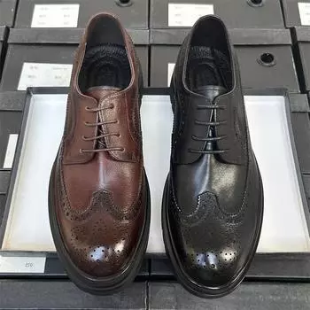 Увеличение роста на 4 см/кожаные туфли Brock, мужские деловые туфли дерби, свадебные туфли жениха из натуральной кожи, мужские кожаные туфли 38 чёрный