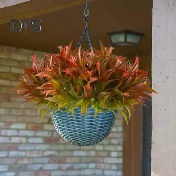 Увеличение жизнеспособности Моделирование зеленого растения без полива Привлекательный настольный компьютер Искусственная оранжевая трава Имитация зеленого растения белый