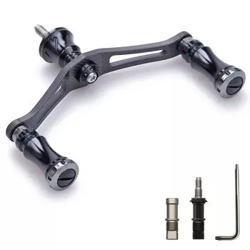 Увеличенная ручка катушки 90 мм Shimano Daiwa General Carbon Cloth Carbon Crank Handle для спиннинговой катушки Chess Series 1.5K (Черный и бронзовый) (157)