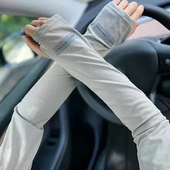 Увеличенная светоотражающая отметка Летние мужские рукава для вождения Защита от солнца Тонкий шелковый свободный рукав для рук большого размера as the picture