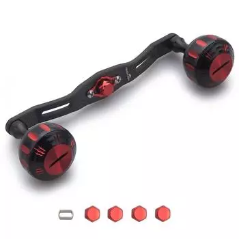 Увеличенная толщина ручки катушки 130 мм, 4 мм, углеродистая ткань 1,5 К, оснащена ручкой 35 мм, серия SHIMANO DAIWA Abu Hammer (130 мм, черный и красный) (379)