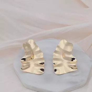 Увеличенные большие серьги-гвоздики для женщин, нерегулярные серьги-капли в виде листьев подорожника, золотые серьги, индивидуальные украшения для ушей в европейском и американском стиле золотой