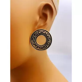 Увеличенные круглые полые серьги из сплава с индивидуальными узорами резьбы для женщин