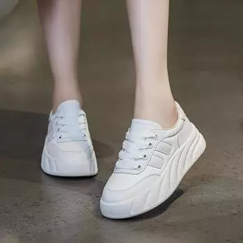 Увеличить рост маленькие белые туфли повседневные туфли с толстой подошвой на пластине 35 чёрный