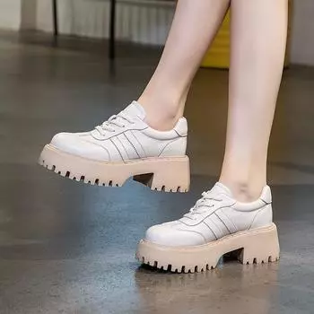 Увеличить высоту одиночные туфли Мокасины туфли толстая подошва повседневная обувь 35 бежевый